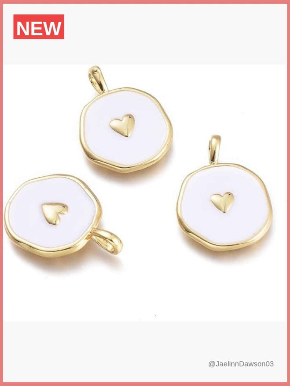 10 Pack Brass Enamel Heart Charms for Jewelry Making